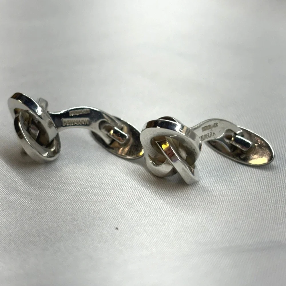 Aksel Rasmussen Kert Cufflinks Mens OS Silver Excellent Danish Modernist Knot